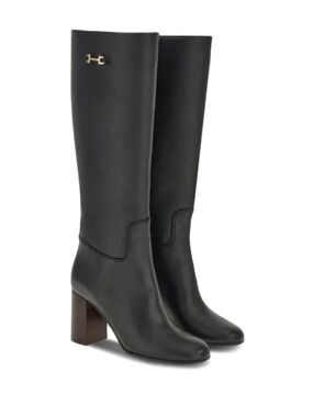 Ferragamo Ovidio 85 Knee-High Boot Black Leather Sz 7.5